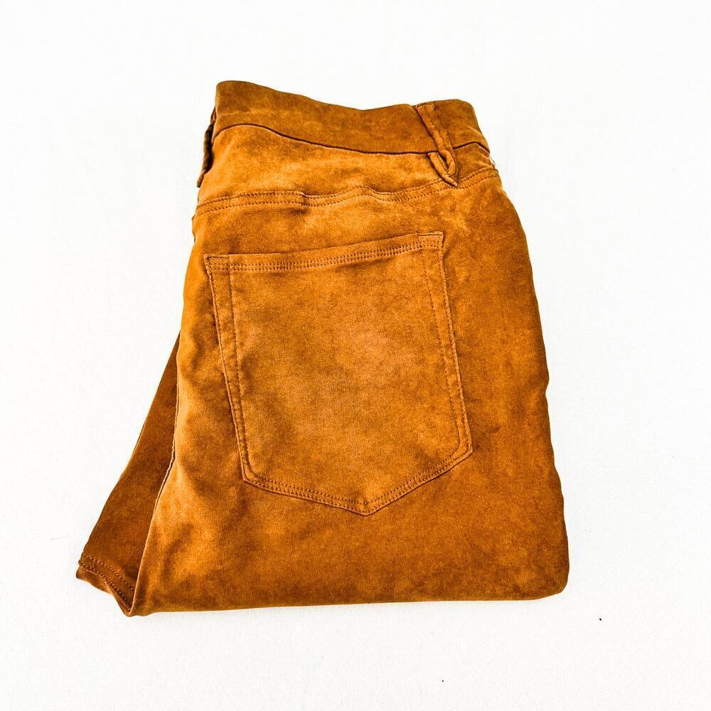 Good American Good Waist Tobacco Faux Suede Leather Denim Pants Size 16